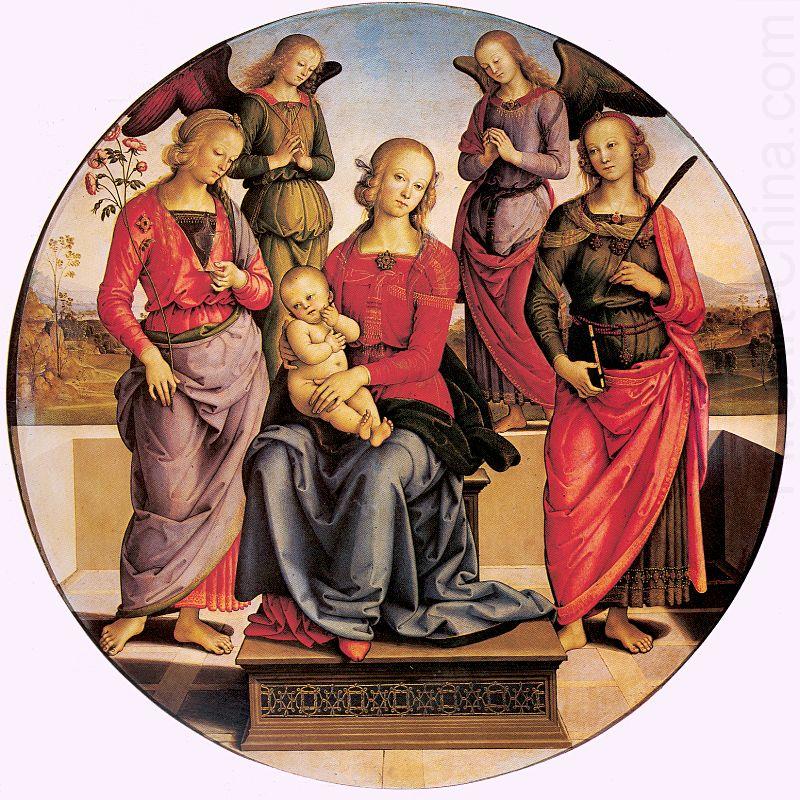 PERUGINO, Pietro Madonna Enthroned with Child and Two Saints china oil painting image